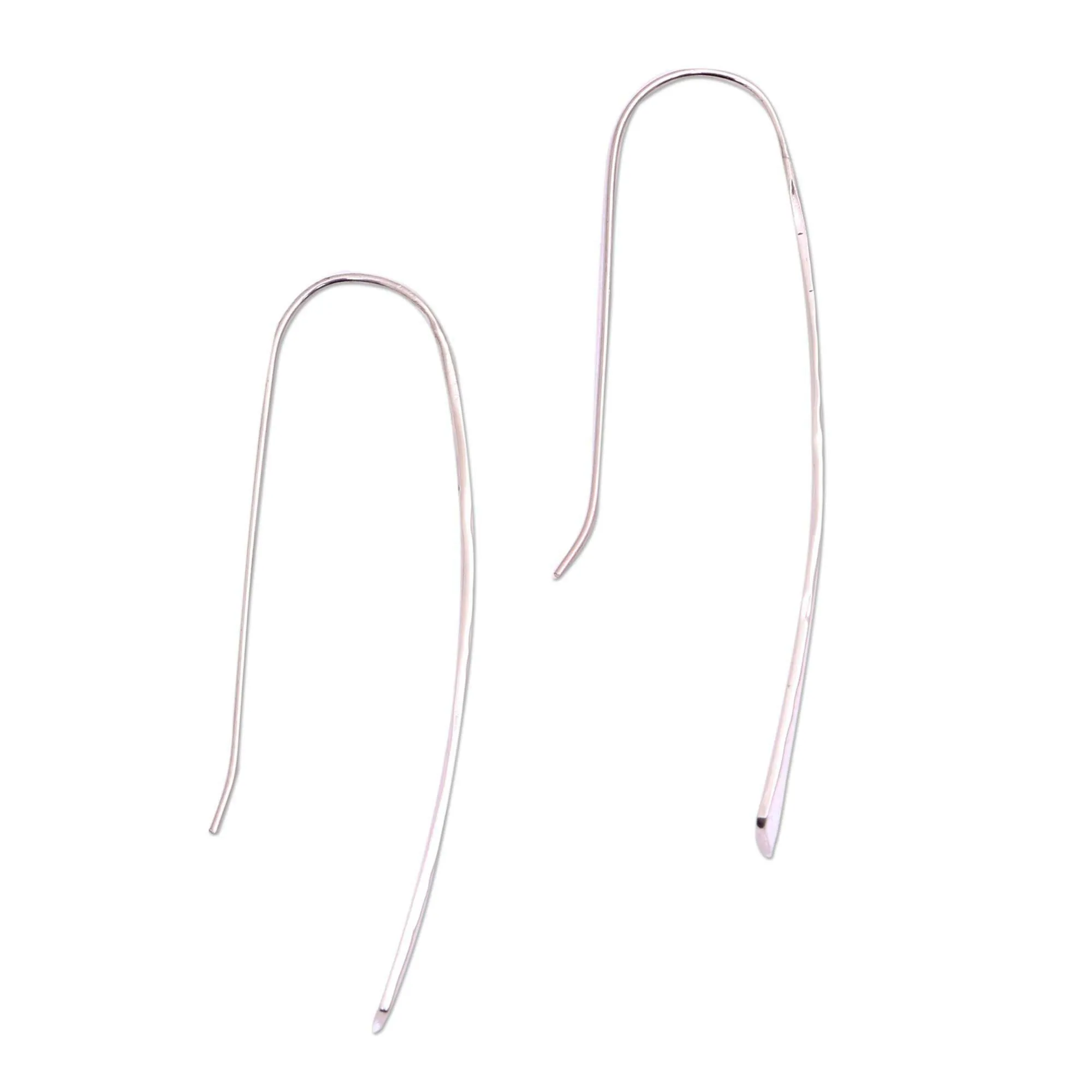 Glistening Tide Gleaming Sterling Silver Drop Earrings from Bali