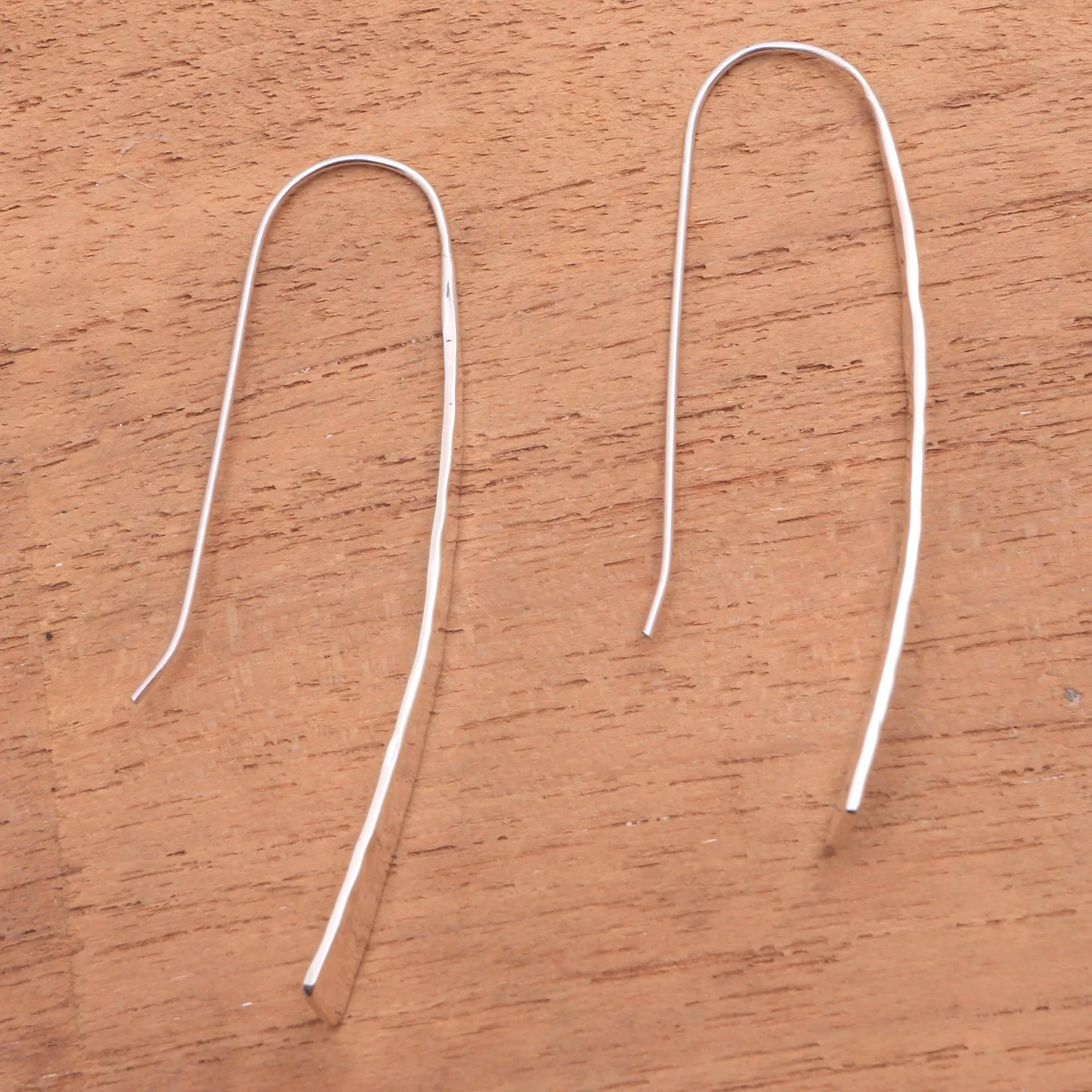 Glistening Tide Gleaming Sterling Silver Drop Earrings from Bali