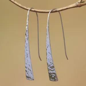 Glistening Tide Gleaming Sterling Silver Drop Earrings from Bali
