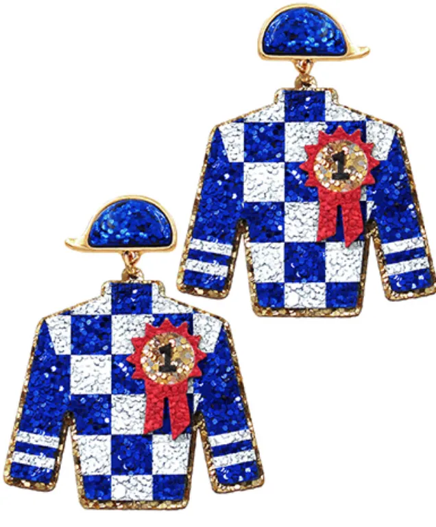 Glitter Jockey Uniform Earrings