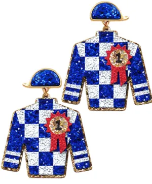 Glitter Jockey Uniform Earrings