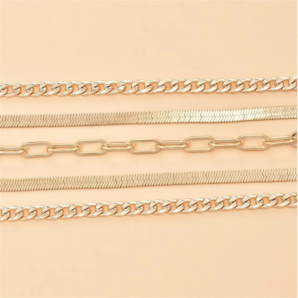 Gold Ankle Bracelets Dainty Layered Adjustable Anklet Cuban Link Chain Anklets Set Butterfly Herringbone Paperclip Beach Stackable Anklet for Women Girls