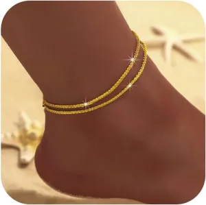 Gold Anklets for Women - Stylish Sterling Gold Anklets, Perfect for Any Occasion for Women (Gold)