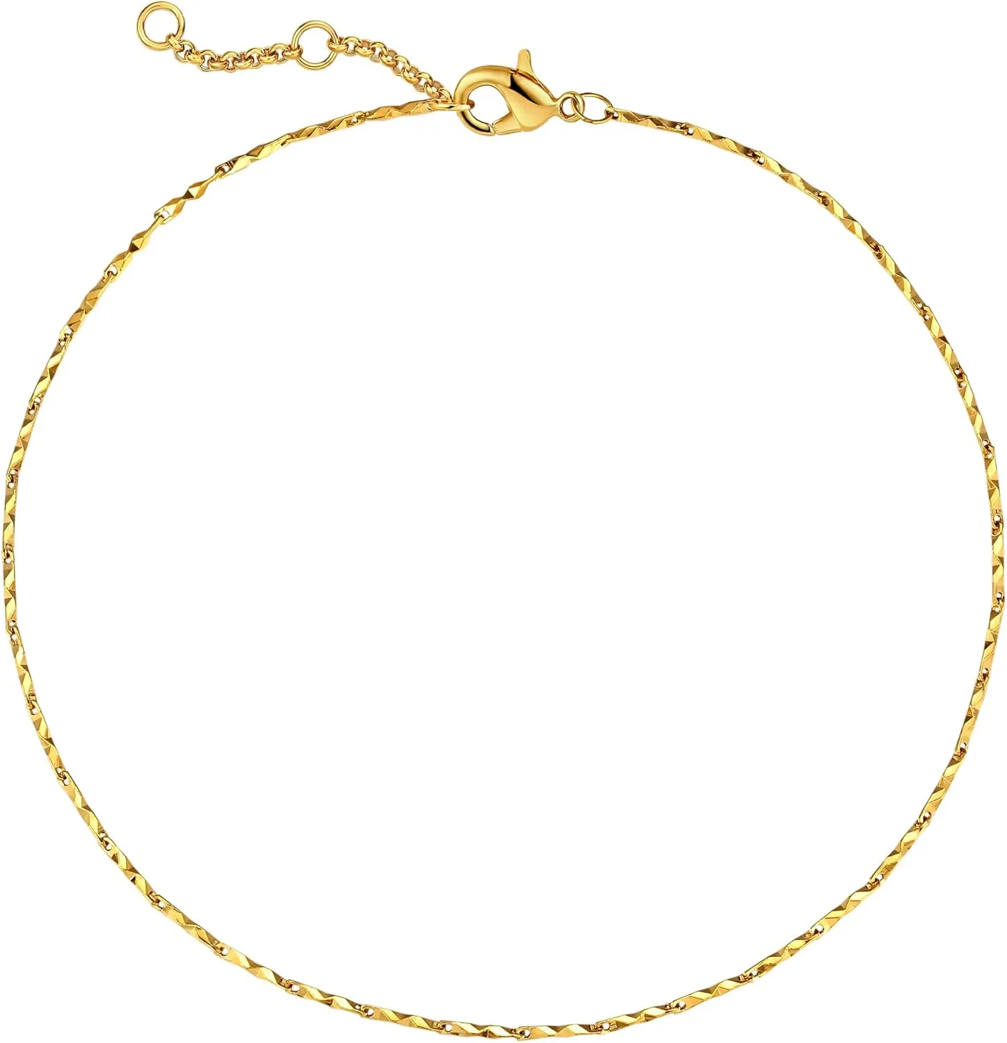 Gold Chain Anklets for Women 18K Gold Vacuum Plated Beads Rhombus Link Lace Summer Beach Ankle Bracelets Adjustable Jewelry Gift
