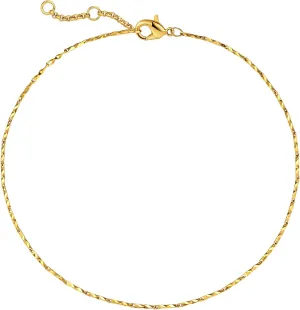 Gold Chain Anklets for Women 18K Gold Vacuum Plated Beads Rhombus Link Lace Summer Beach Ankle Bracelets Adjustable Jewelry Gift