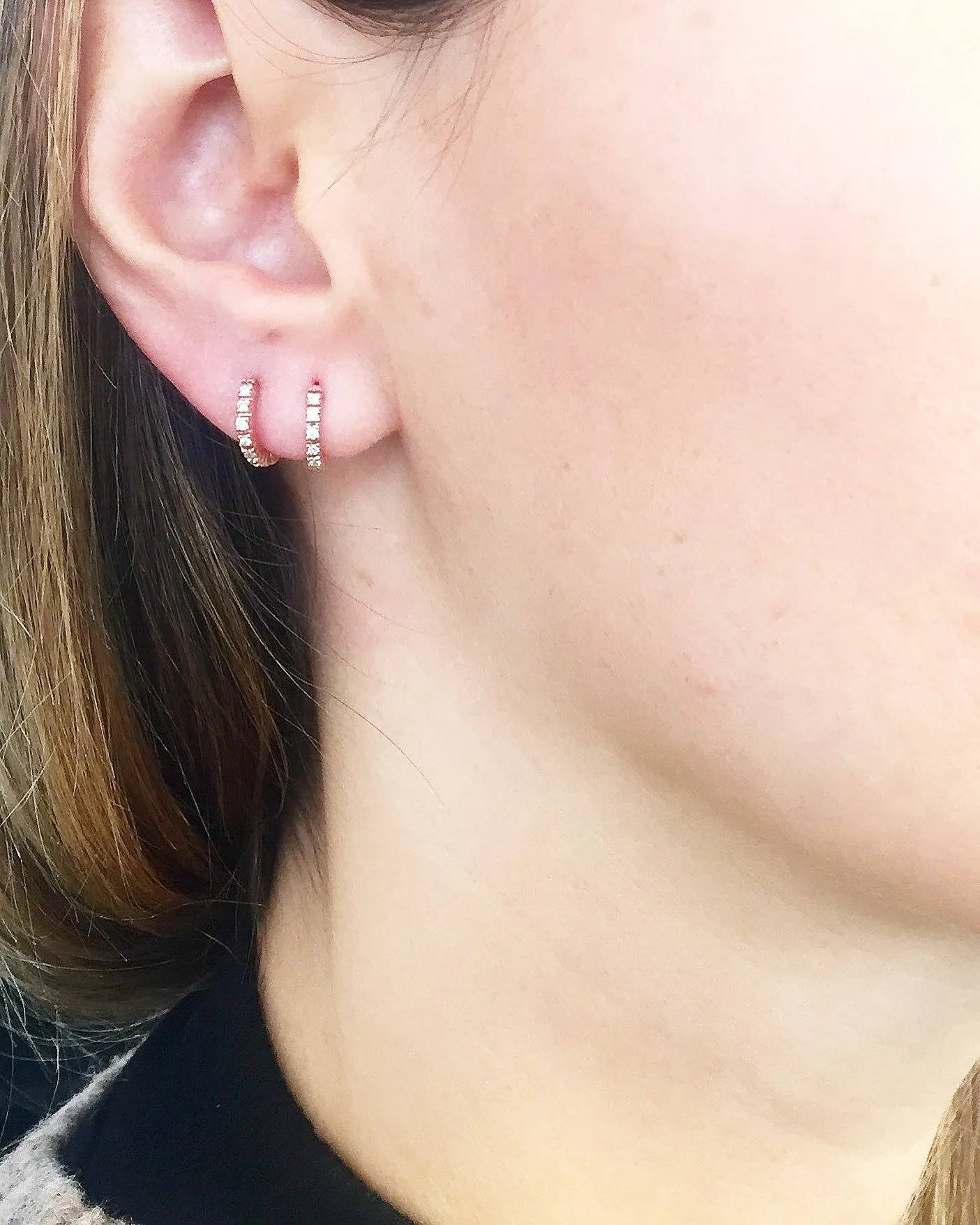 Gold Diamond baby Hoop Earrings