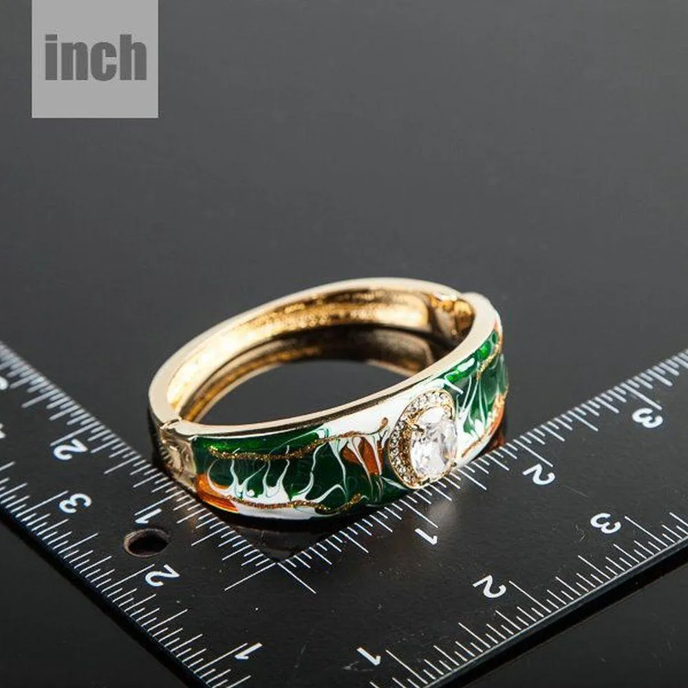 Gold Plated Artistic Paved Cuff Bangle
