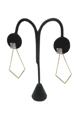 Gold Square CZ Earring with Chains
