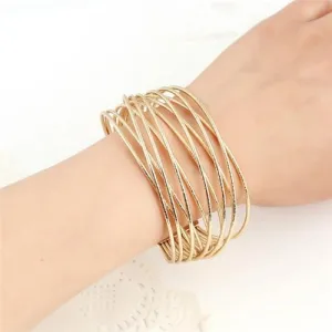 Golden Simple Weave Open-end Bracelet