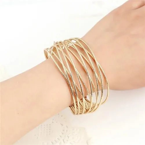 Golden Simple Weave Open-end Bracelet