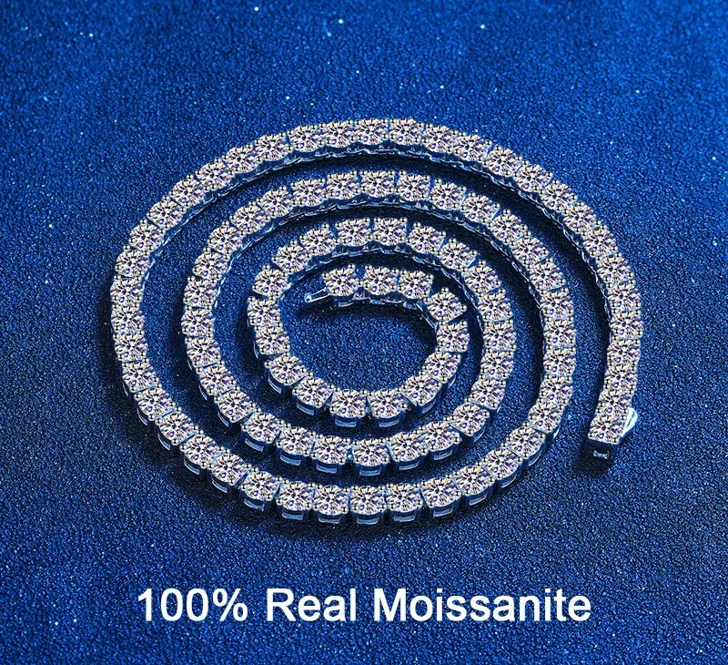 GRA Certified Full Moissanite Tennis Necklace - 35ct, lab grown D VVS1 clarity