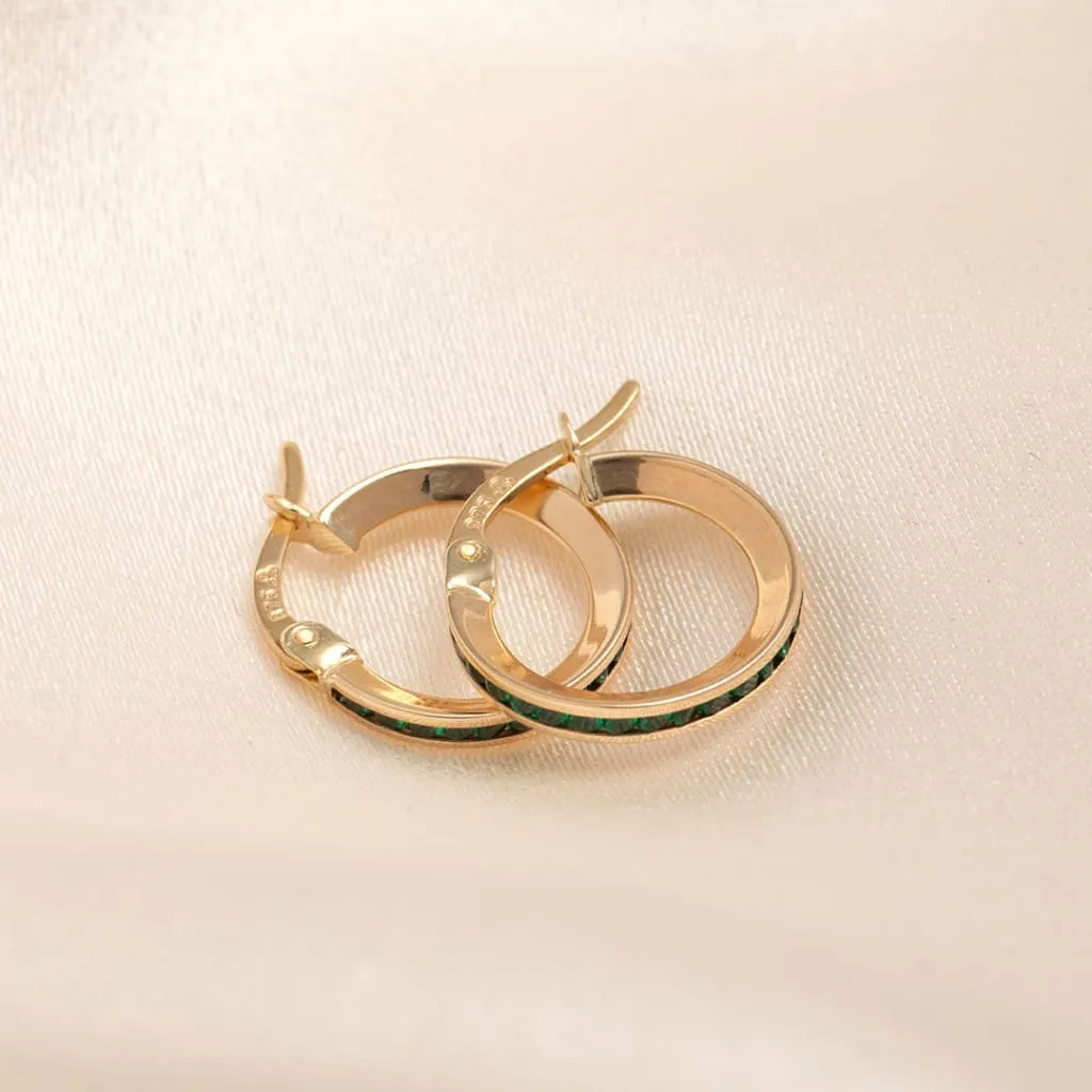 Green Channel Hoop Earrings - 15mm | 9ct Gold