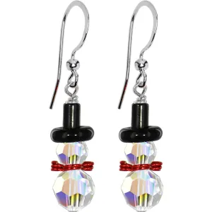 Handcrafted Snowman Earrings Created with Crystals