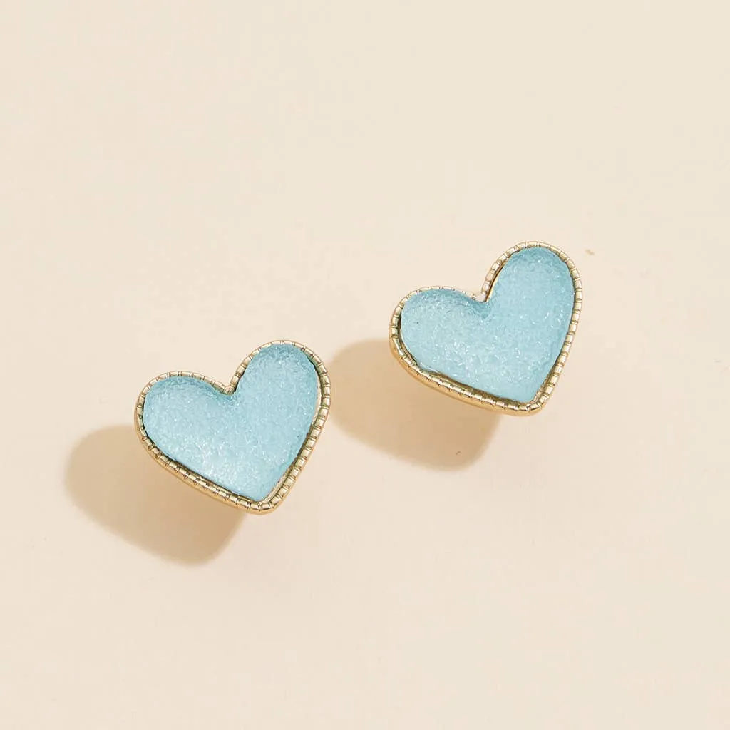 Heart in a Daze Pink  Druzy Stone Stud Earrings