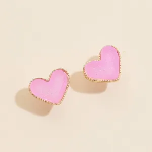 Heart in a Daze Pink  Druzy Stone Stud Earrings