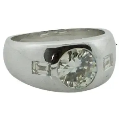High Low Transitional Cut Diamond Ring in Platinum, circa 1940s