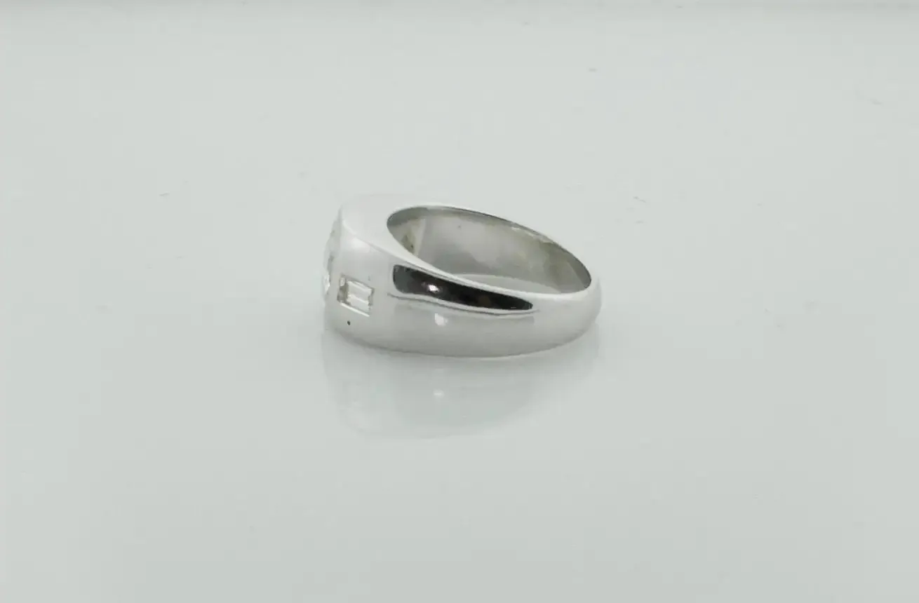High Low Transitional Cut Diamond Ring in Platinum, circa 1940s
