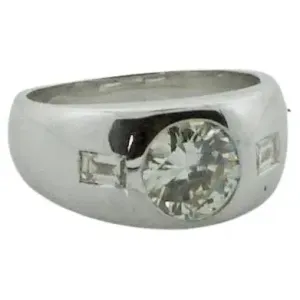 High Low Transitional Cut Diamond Ring in Platinum, circa 1940s