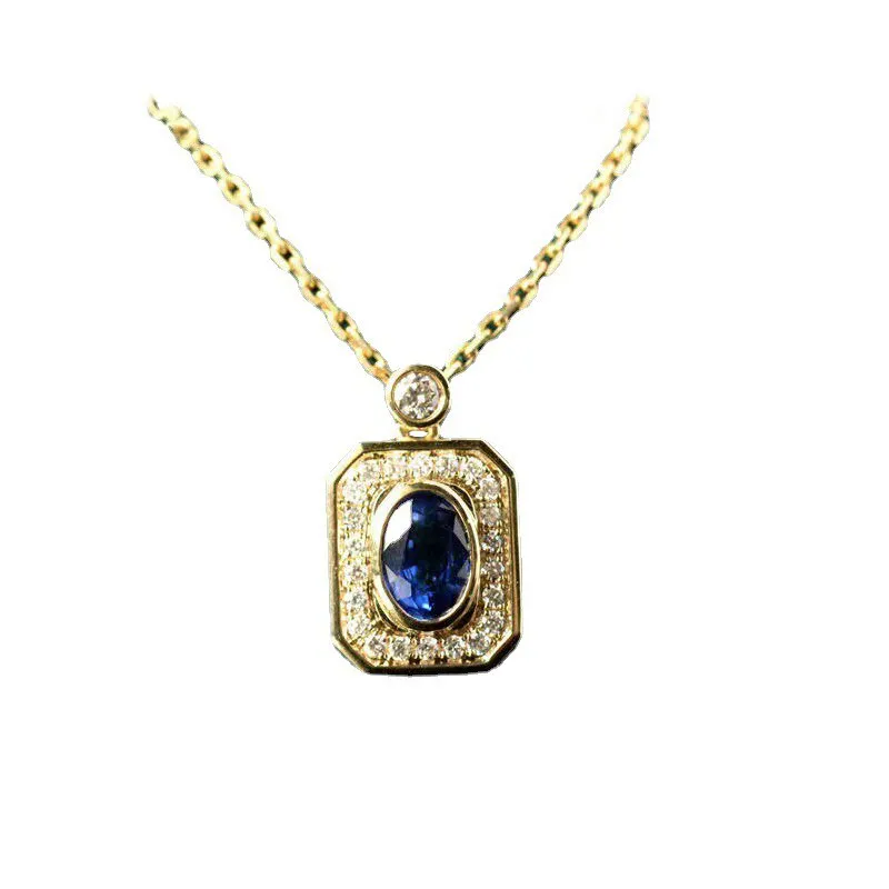 High quality luxury square blue gemstone necklaces