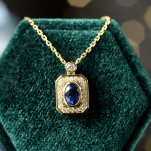 High quality luxury square blue gemstone necklaces