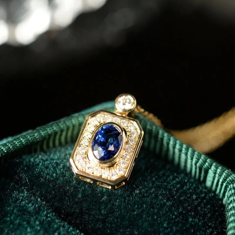 High quality luxury square blue gemstone necklaces