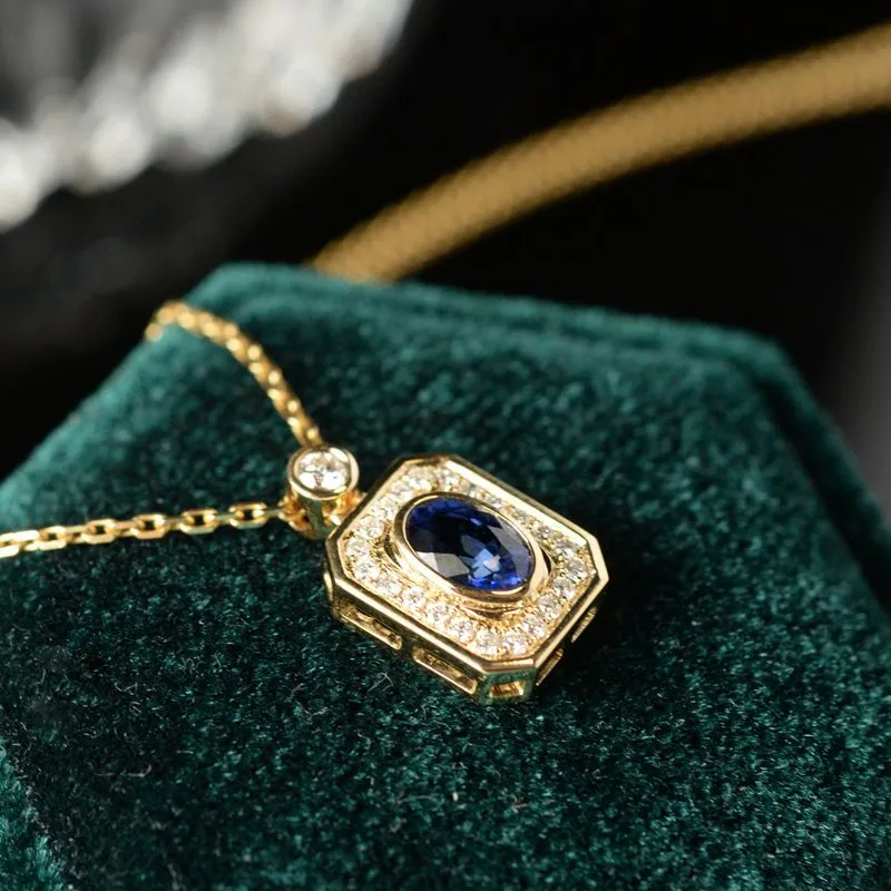 High quality luxury square blue gemstone necklaces
