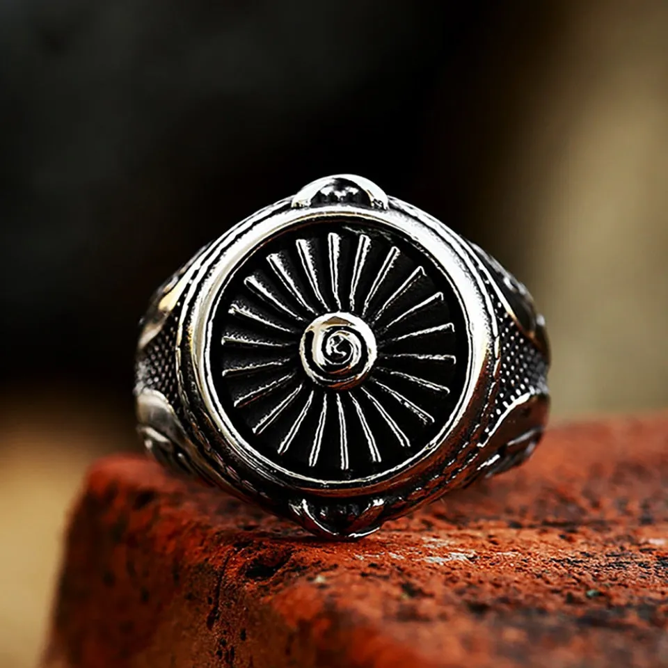 High Quality Vintage Stainless Steel Motorcycle Turbine Rings For Men