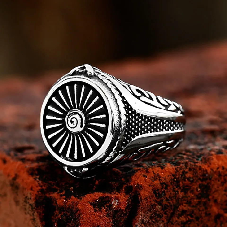 High Quality Vintage Stainless Steel Motorcycle Turbine Rings For Men