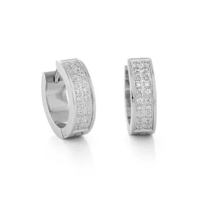 Italgem Men's Steel Pave CZ Hoop Earrings