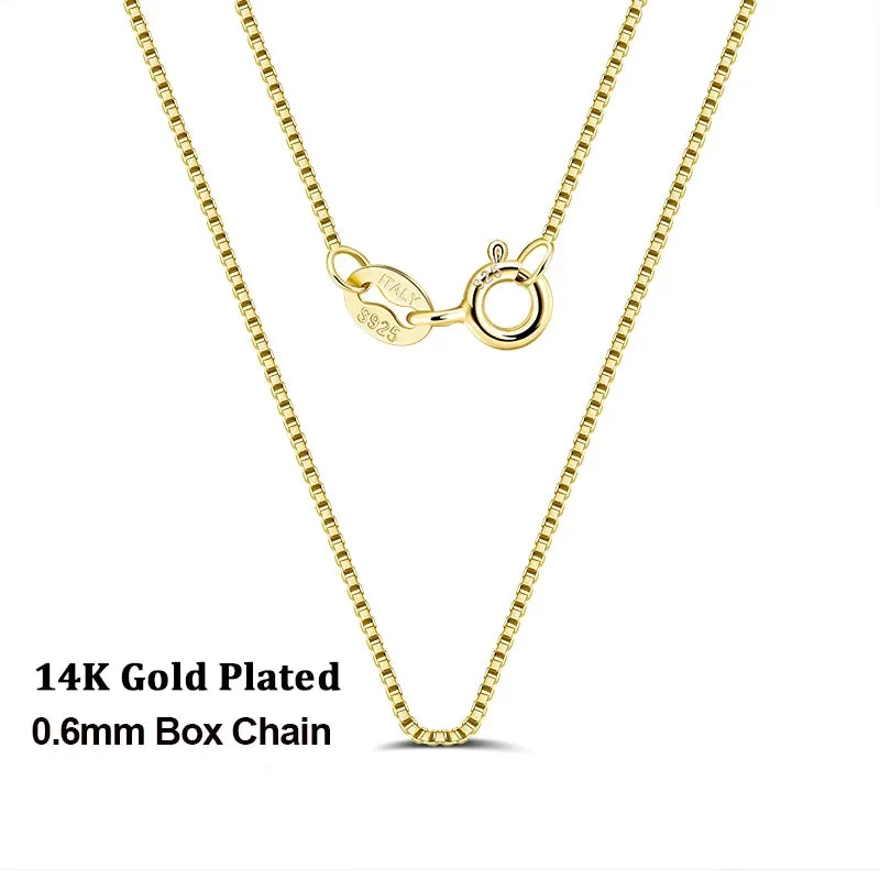 Italian 925 Sterling Silver 0.6mm Box Chain for Women