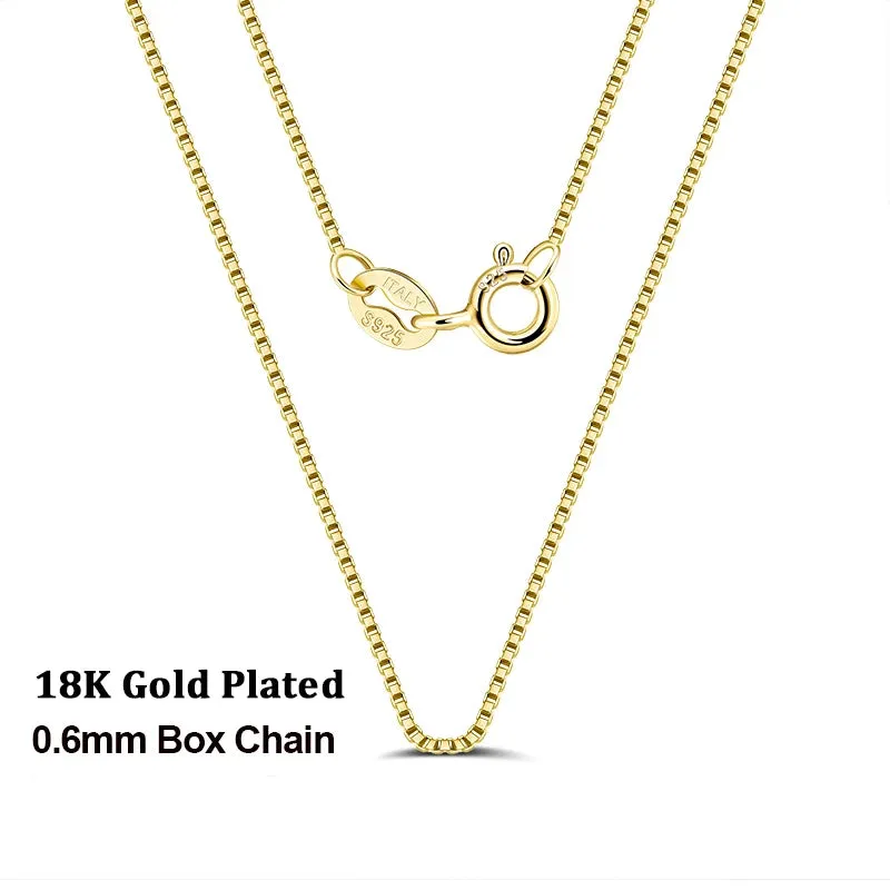 Italian 925 Sterling Silver 0.6mm Box Chain for Women