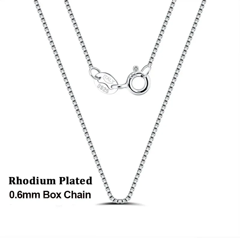 Italian 925 Sterling Silver 0.6mm Box Chain for Women