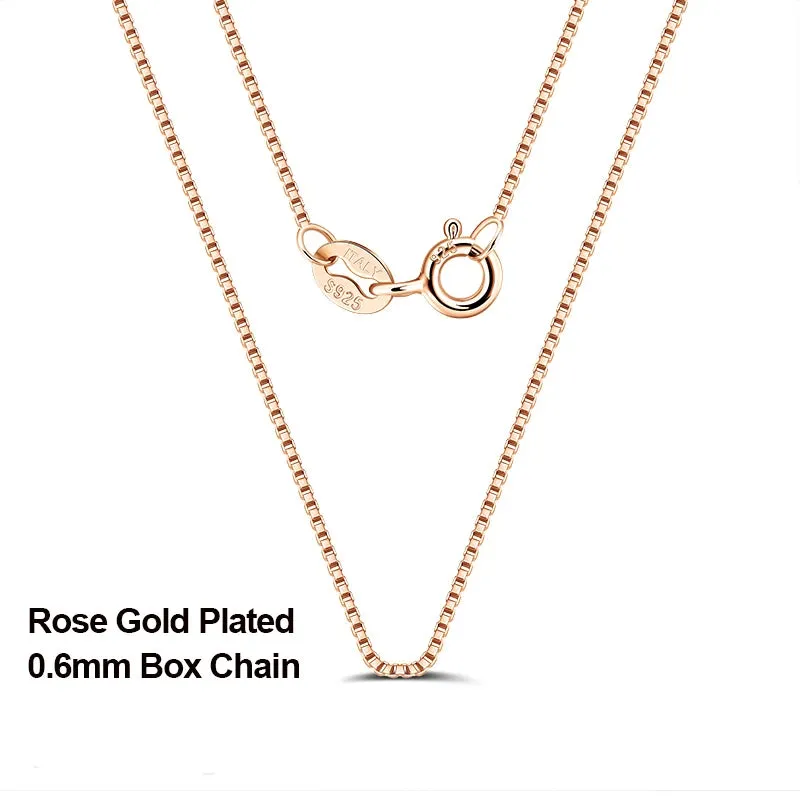 Italian 925 Sterling Silver 0.6mm Box Chain for Women