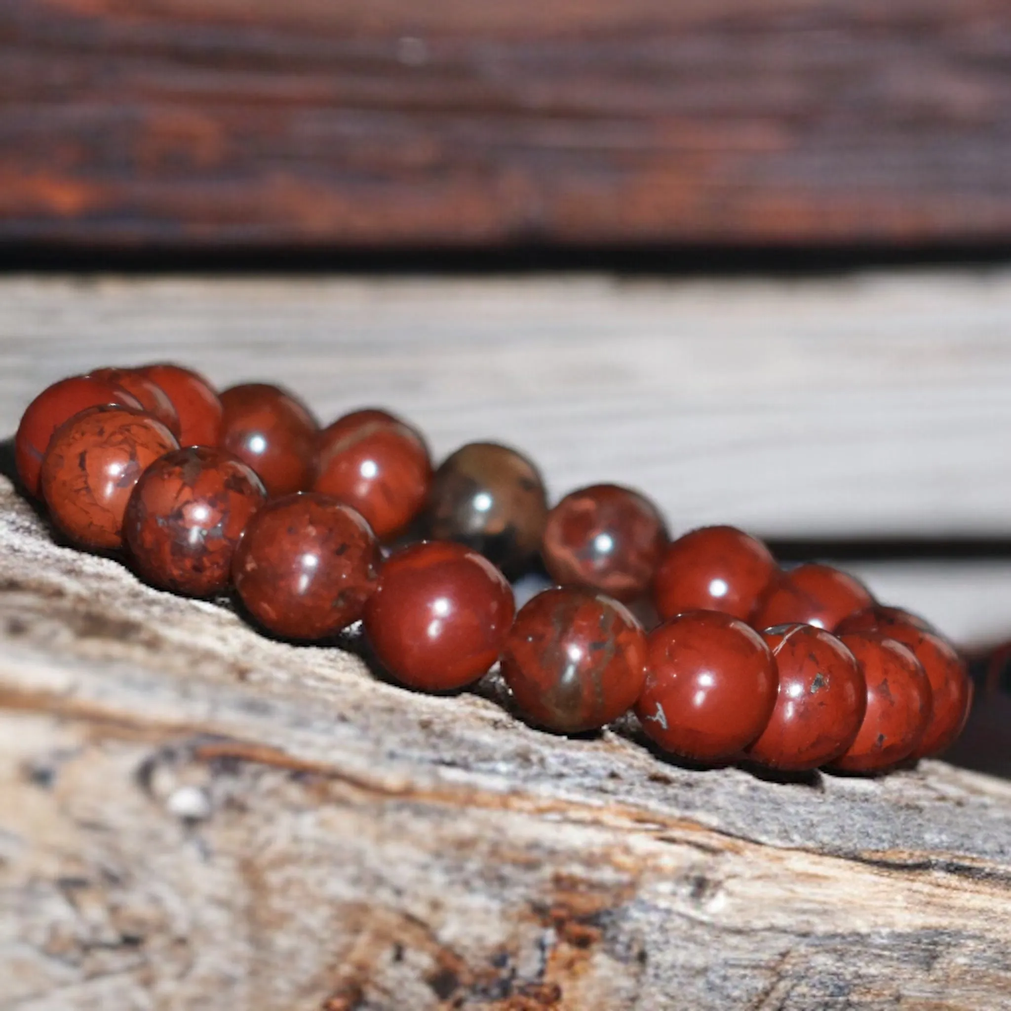 Jasper - Red Terracotta Custom Size Round Smooth Stretch (10mm Grande) Large Natural Gemstone Crystal Energy Bead Bracelet