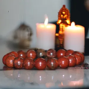 Jasper - Red Terracotta Custom Size Round Smooth Stretch (10mm Grande) Large Natural Gemstone Crystal Energy Bead Bracelet