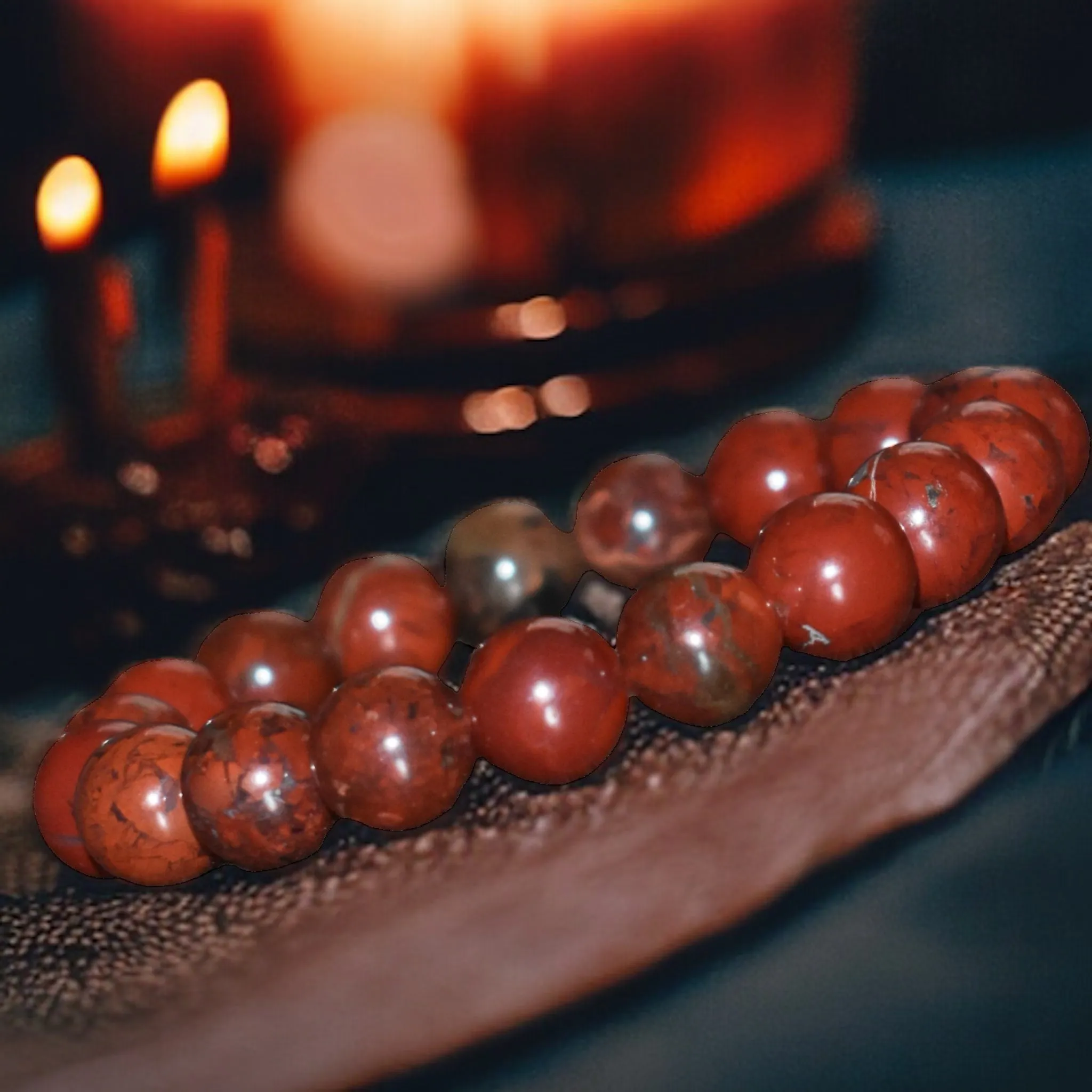 Jasper - Red Terracotta Custom Size Round Smooth Stretch (10mm Grande) Large Natural Gemstone Crystal Energy Bead Bracelet