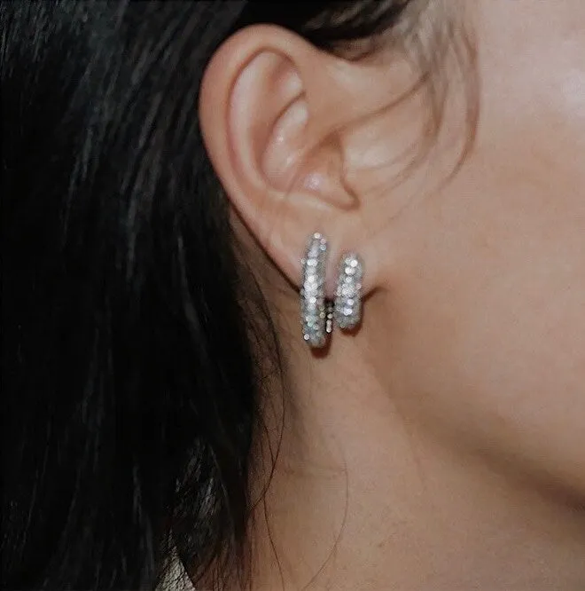 Jayne Cubic Diamond Clip On Hoop Earrings