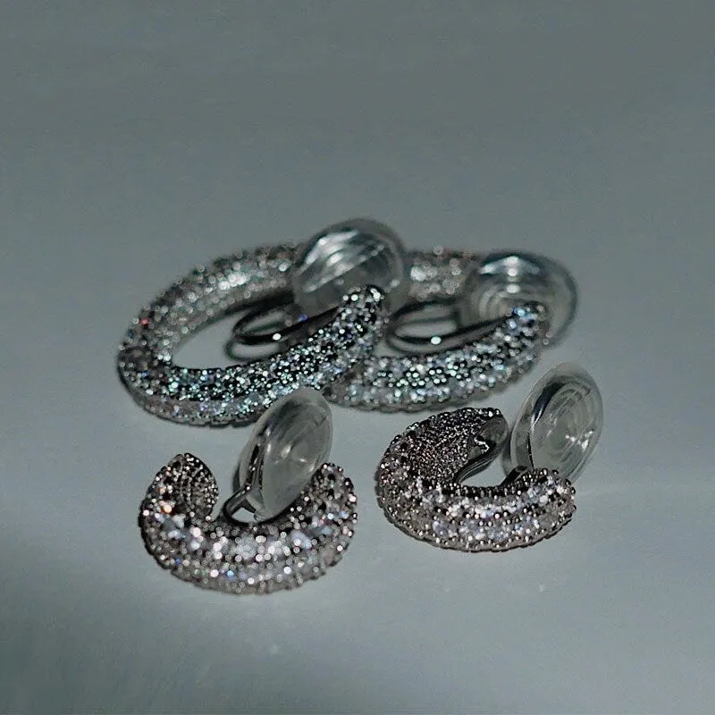 Jayne Cubic Diamond Clip On Hoop Earrings