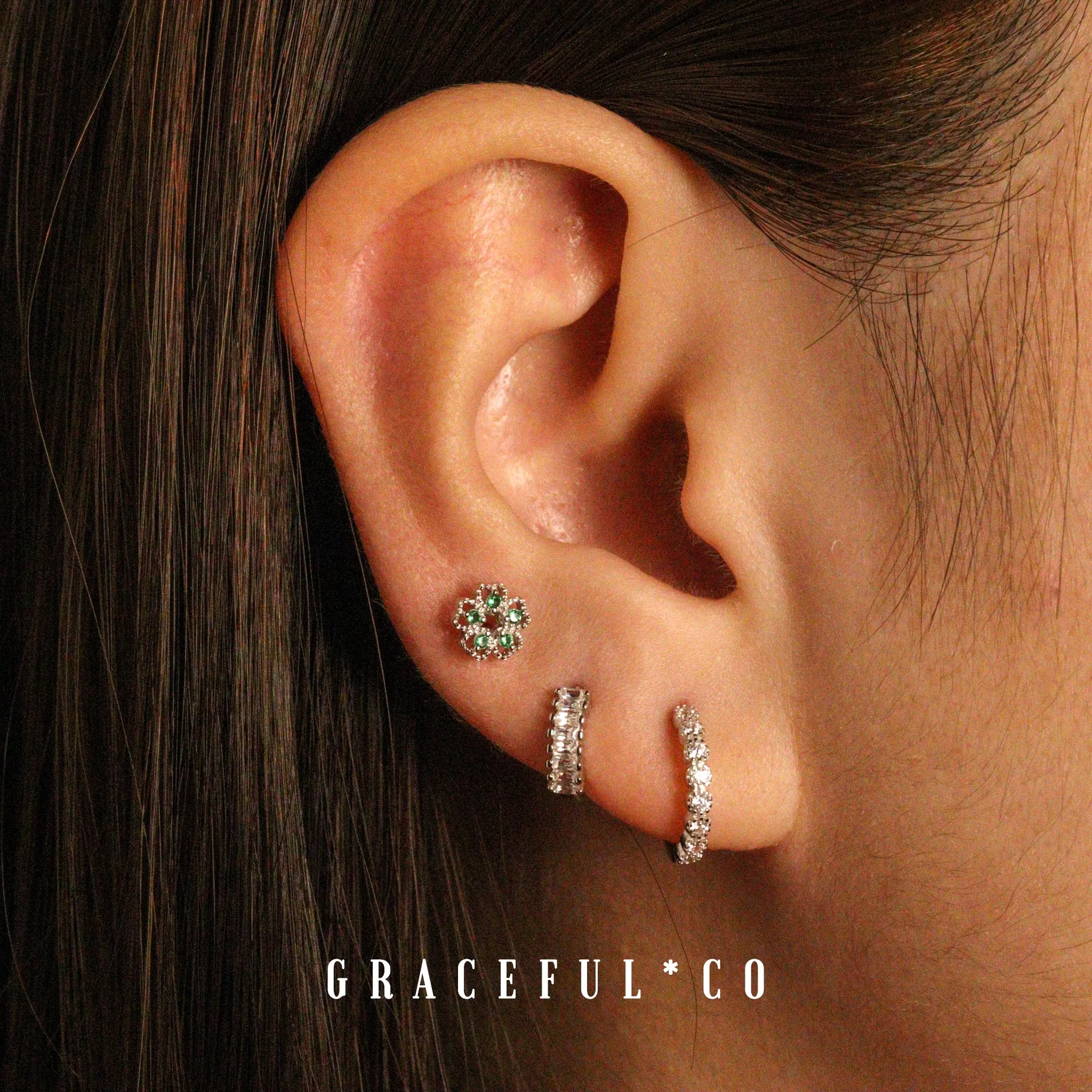 Jewel Sparkling Pave Huggie Earrings