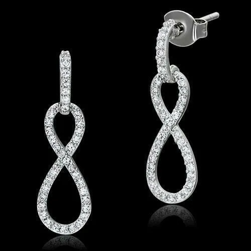 Jewellery Kingdom Ladies Dangle Drop Sterling Silver Cz Elegant Stamped Sparkling Earrings