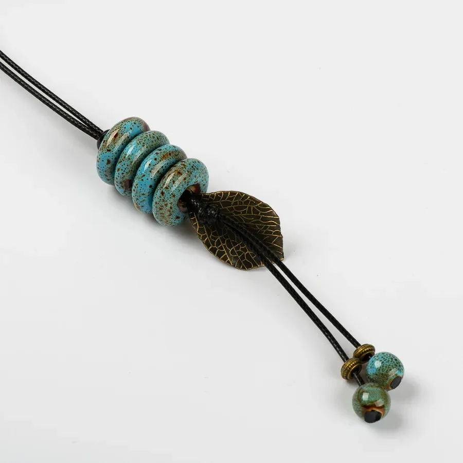 Jingdezhen Fastener Shape Ceramic Beads Necklace Jewelry DIY