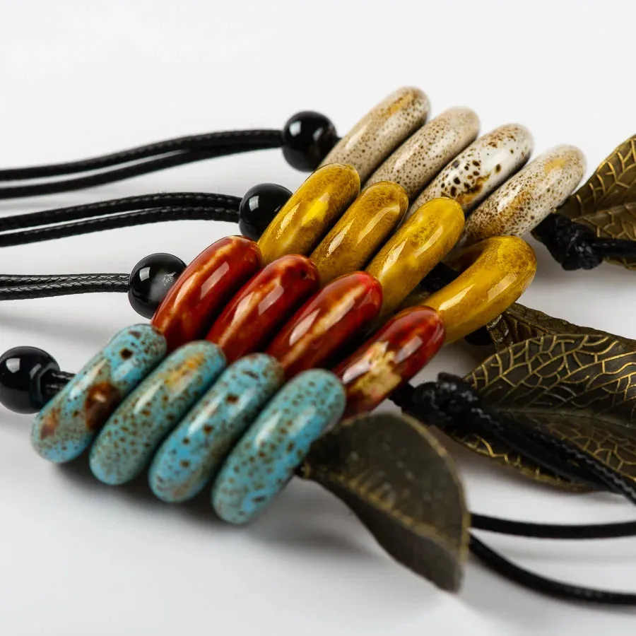 Jingdezhen Fastener Shape Ceramic Beads Necklace Jewelry DIY