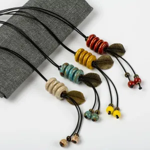 Jingdezhen Fastener Shape Ceramic Beads Necklace Jewelry DIY