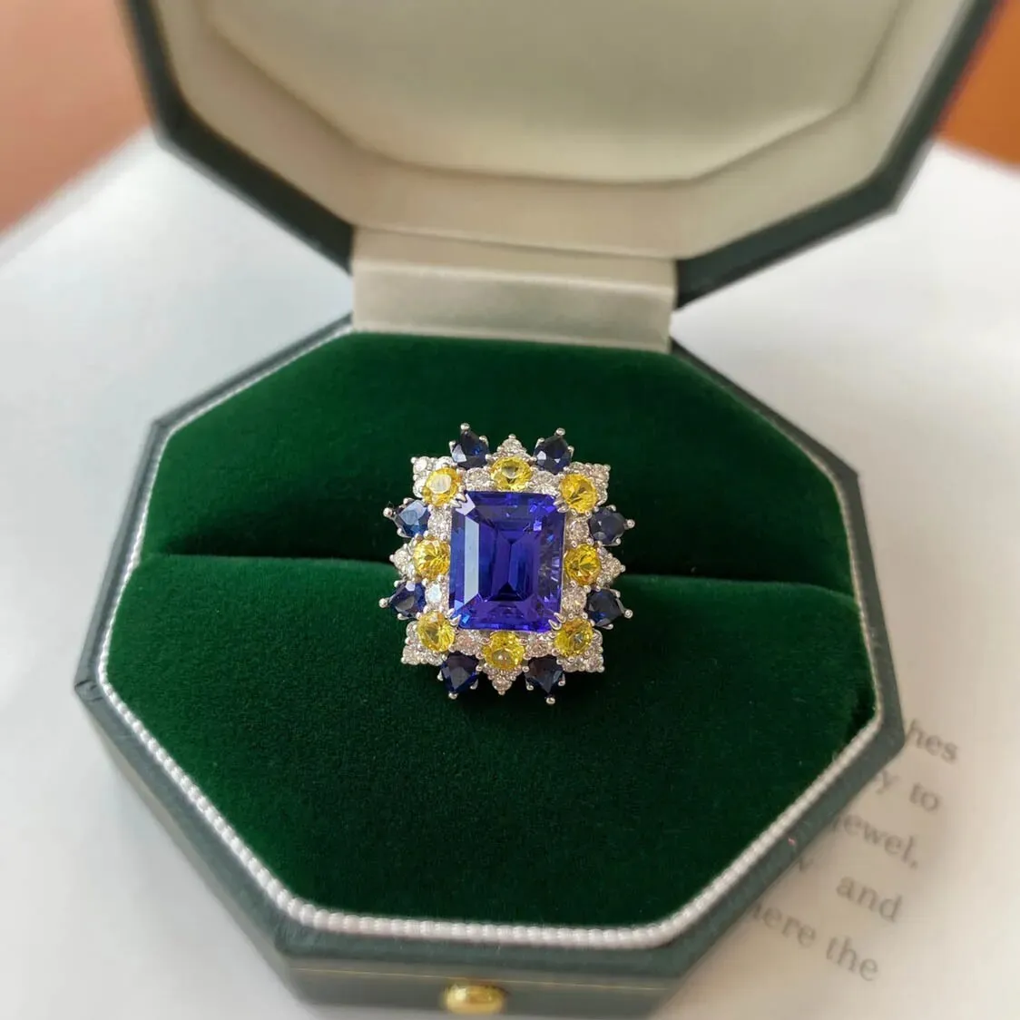 Ladies Square Sapphire Rings For Women White Gold Color Ring