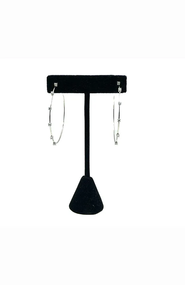 Large Hoop with CZ Stations Silver
