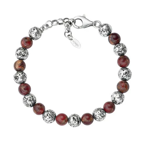 Lava Stone and Big Red Tiger Eye Bracelet | Amen