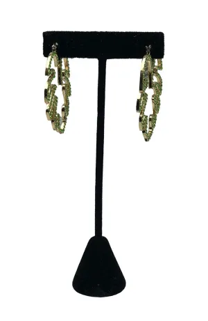 Leaf Earring with Green Stones