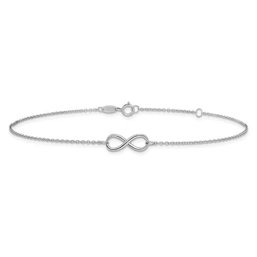Leslie's 10kt White Gold Polished Infinity with 1in ext. Anklet