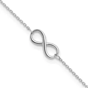 Leslie's 10kt White Gold Polished Infinity with 1in ext. Anklet