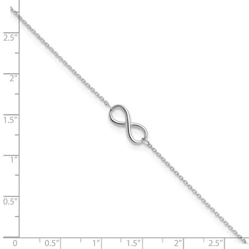 Leslie's 10kt White Gold Polished Infinity with 1in ext. Anklet